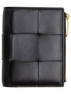 Cassette Zipper Bifold Half Wallet Black - BOTTEGA VENETA - BALAAN 2