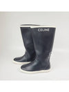 Women's Flat Mid Botes Half Rain Boots Navy - CELINE - BALAAN 4