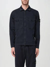 Organic Stretch Cotton Satin Long Sleeve Shirt Navy - STONE ISLAND - BALAAN 3