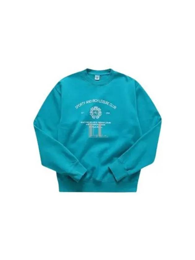 Crest Crew Neck Cotton Sweatshirt Blue - SPORTY & RICH - BALAAN 2