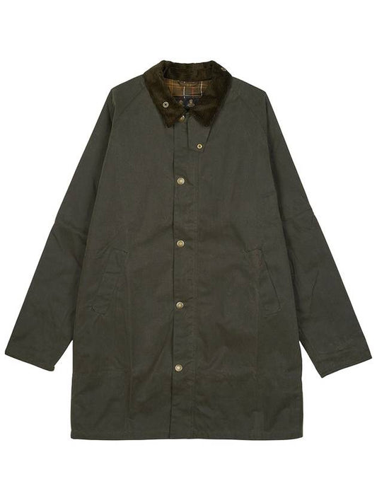 Men's Macklow Wax Zip Up Jacket Olive - BARBOUR - BALAAN 2