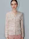 Pink Tweed V neck jacketPink Tweed V neck JK - DAMAGE MNEMONIC - BALAAN 2