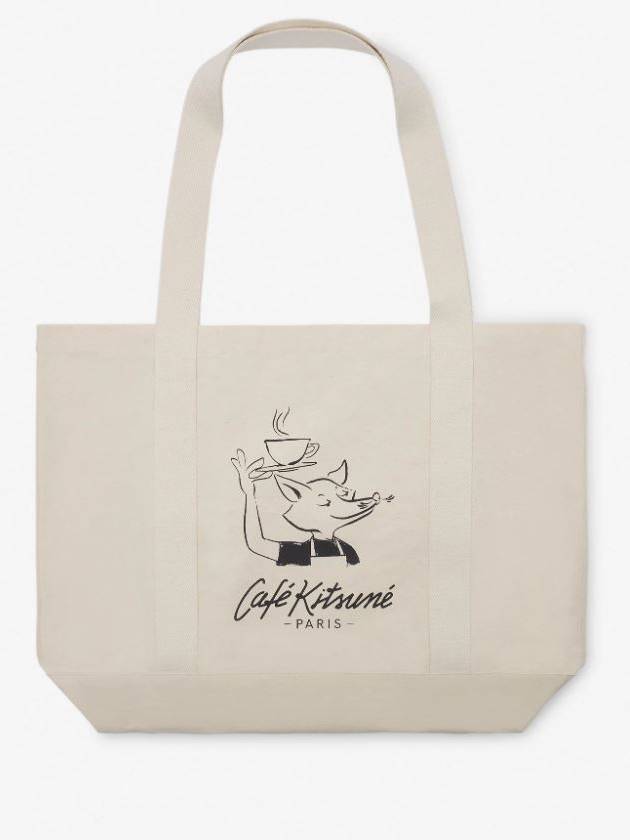 24SS Cafe Kitsune Fox Logo Eco Bag Tote Bag - MAISON KITSUNE - BALAAN 1