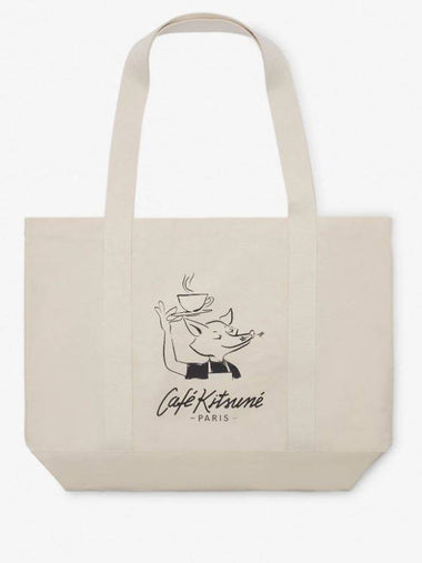 24SS Cafe Kitsune Fox Logo Eco Bag Tote Bag - MAISON KITSUNE - BALAAN 1