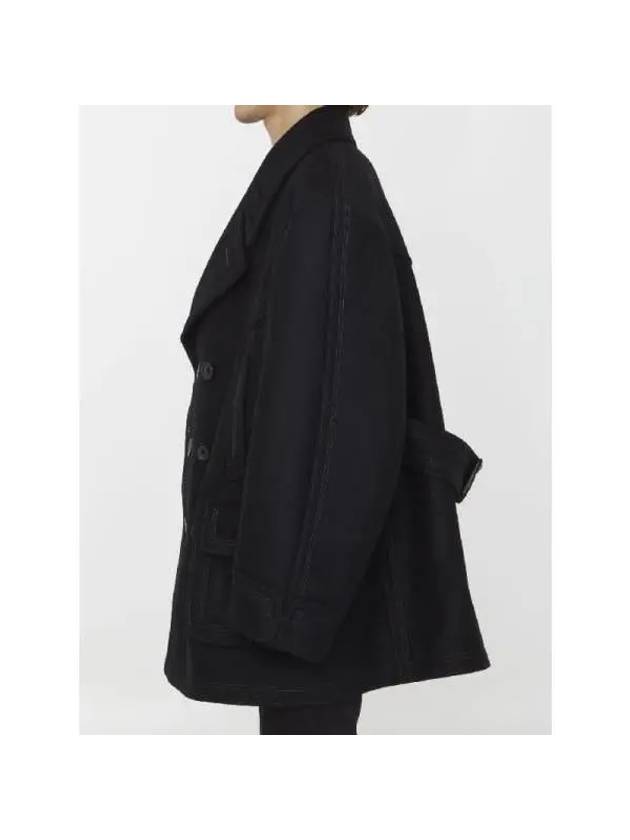 Oversized Caban Double Breasted Coat Black - MAISON MARGIELA - BALAAN 5