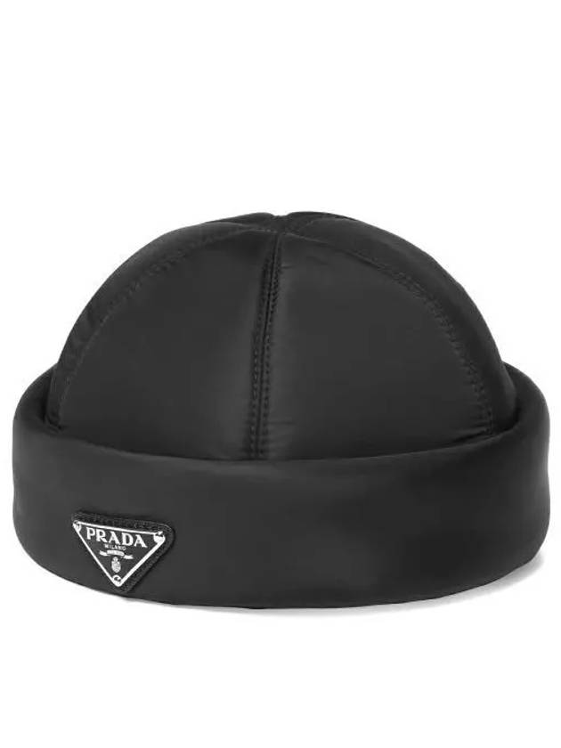 Triangle Logo Nylon Beanie Black - PRADA - BALAAN 2