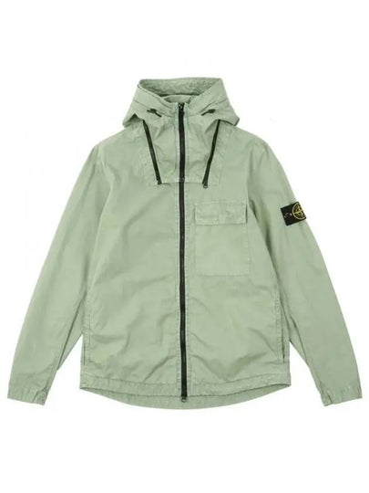 Men's Brushed Cotton Canvas Hooded Jacket Green - STONE ISLAND - BALAAN 2