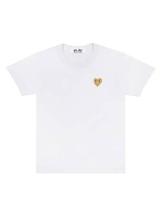 Small Gold Heart Wappen Short Sleeve T-Shirt White P1 T216 4 - COMME DES GARCONS - BALAAN 1