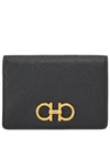 Gancini Leather Card Wallet Black - SALVATORE FERRAGAMO - BALAAN 2