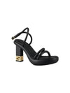 Baguette Criss Cross Strap Sandals Heel Black - FENDI - BALAAN 4