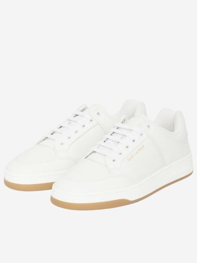 SL 61 Logo Signature Leather Low Top Sneakers White - SAINT LAURENT - BALAAN 4