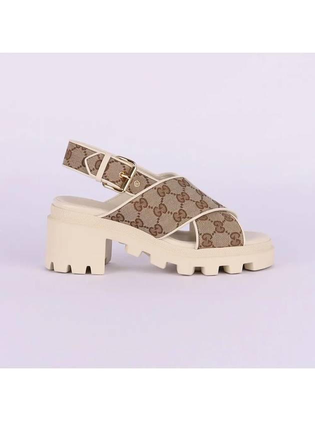 Monogram Print Open Toe Sandals Beige - GUCCI - BALAAN 3