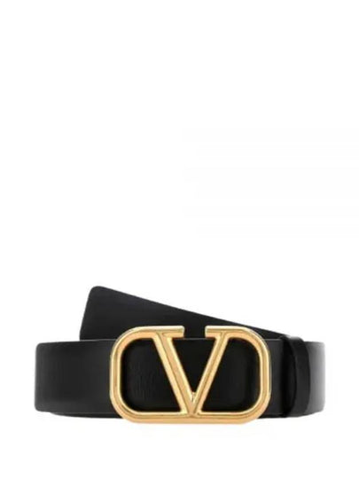 V Logo Leather Belt Black - VALENTINO - BALAAN 2