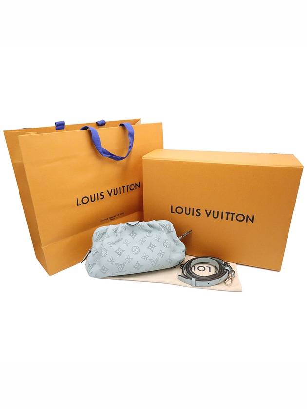 Women s Louis Vuitton M80094 Blue Mahina Leather Scalar Mini Pouch Cross Bag gt Clutch Gangbuk used luxury goods - LOUIS VUITTON - BALAAN 3