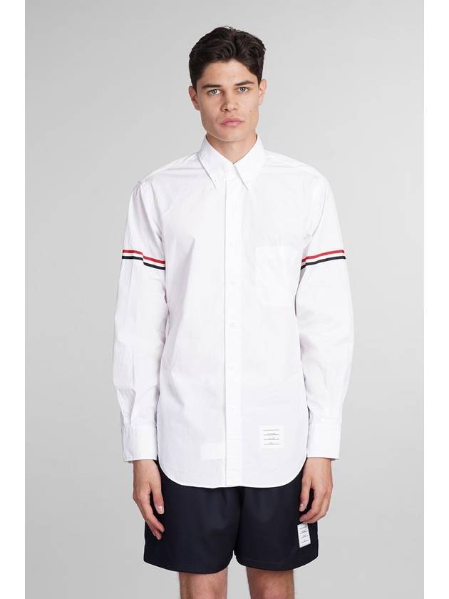 Men's Poplin Grosgrain Armband Classic Long Sleeve Shirt White - THOM BROWNE - BALAAN 2