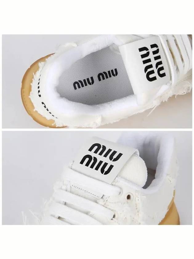 Cotton Denim Low Top Sneakers White - MIU MIU - BALAAN 5