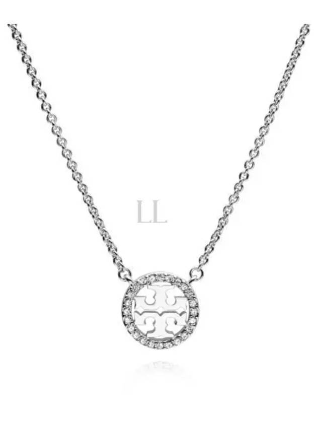 Miller Pave Logo Delicate Necklace Silver - TORY BURCH - BALAAN 2