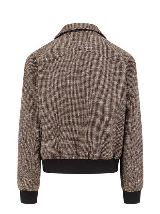 Pied De Poule Blouson Zip Up Jacket Black Charcoal - BOTTEGA VENETA - BALAAN 3