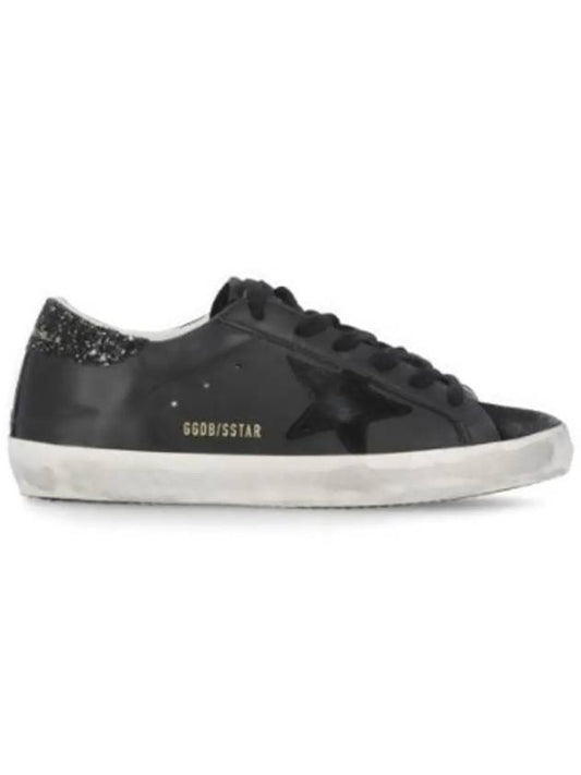 Superstar Glitter Tab Leather Low Top Sneakers Black - GOLDEN GOOSE - BALAAN 2