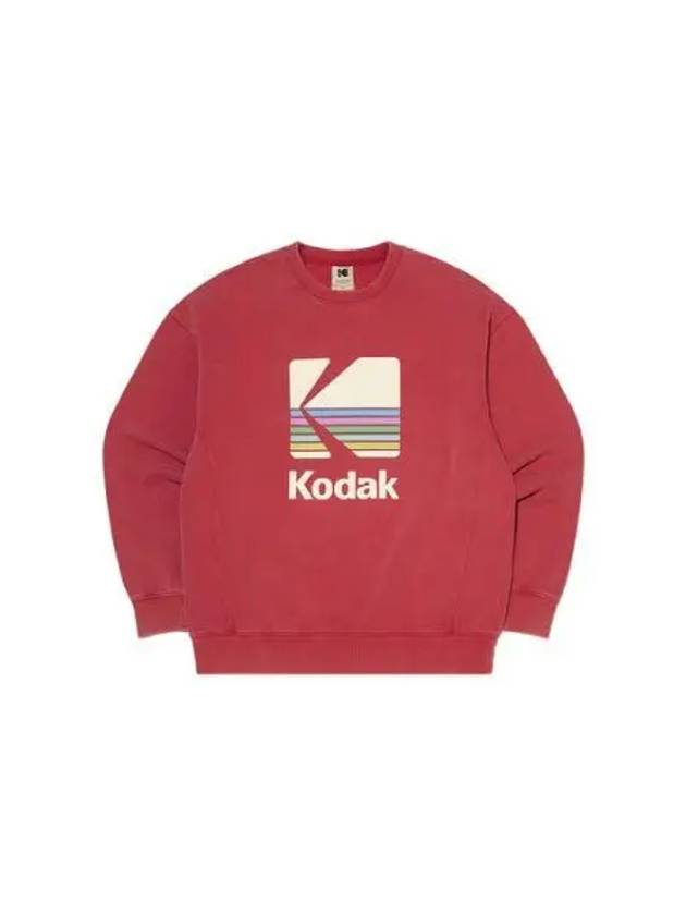 KODAK Apparel Rainbow Semi overfit Snow Washing Brushed Sweatshirt PINK - KODO - BALAAN 1