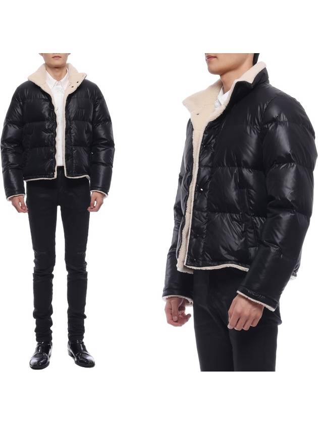 Shearling Lining Nylon Down Puffer Jacket Black - SAINT LAURENT - BALAAN 2