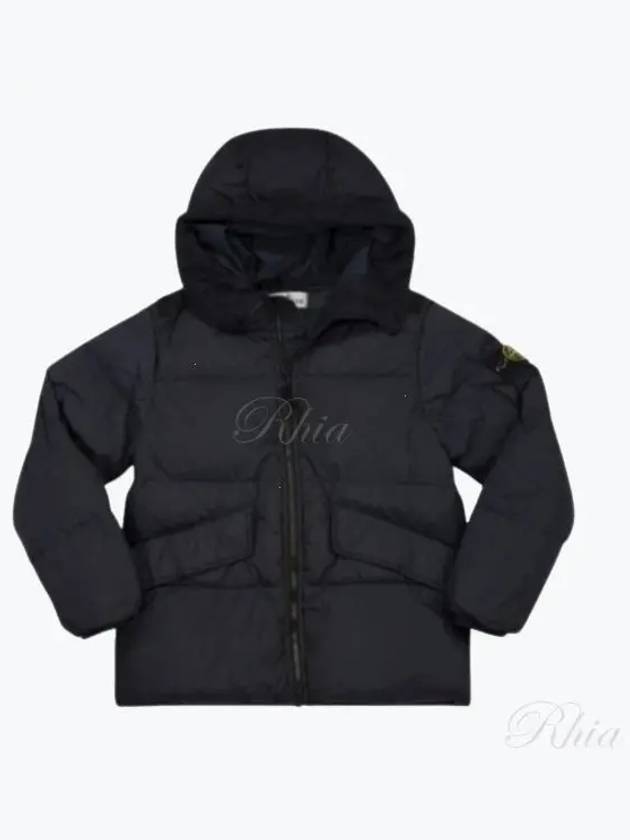 Kids Garment Dyed Crinkle Reps Recycled Nylon Down Padding Navy - STONE ISLAND - BALAAN 2