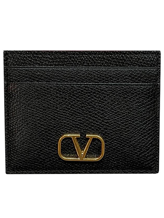 Signature V Logo Card Wallet Black - VALENTINO - BALAAN 2