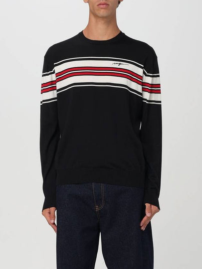 Chest Stripe Knit Top Black - MSGM - BALAAN 2