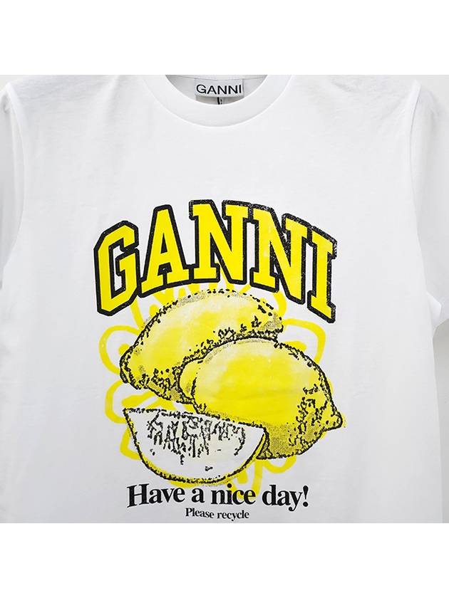 Relaxed Lemon T-Shirt Bright White - GANNI - BALAAN 4