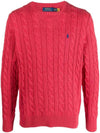 logo-embroidered cable knit sweatshirt - POLO RALPH LAUREN - BALAAN 1