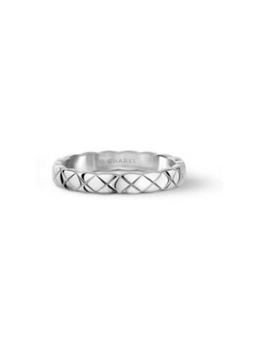 Coco Crush Quilted Ring White Gold - CHANEL - BALAAN.