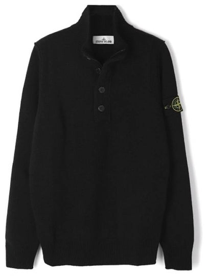 Wappen Patch Button Knit Top Black - STONE ISLAND - BALAAN 2