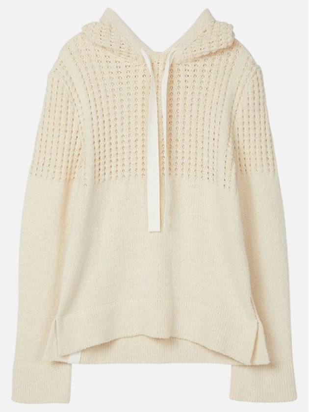 Waffle Pattern Wool Hoodie Cream - JIL SANDER - BALAAN 1