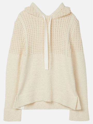 Waffle Pattern Wool Hoodie Cream - JIL SANDER - BALAAN 1