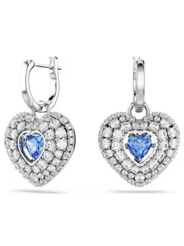 Idyllia Heart Drop Earrings Blue Silver - SWAROVSKI - BALAAN 2