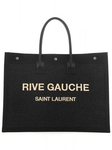 Rive Gauche Large Tote Bag Black - SAINT LAURENT - BALAAN.