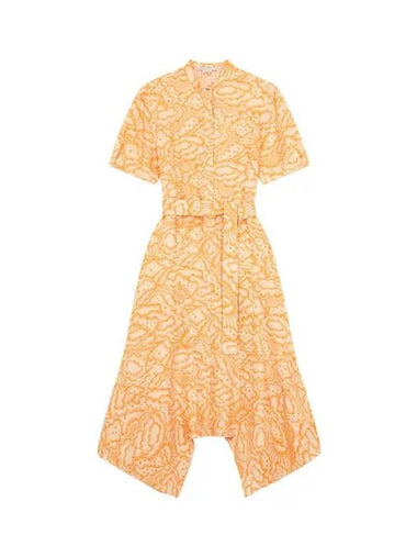 STELLA McCARTNEY CLOUD BELTED SILK DRESS ORANGE - STELLA MCCARTNEY - BALAAN 1