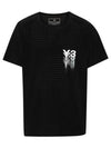 Logo Print Perforated Short Sleeve T-Shirt Black - Y-3 - BALAAN 1