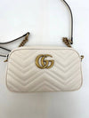 GG Marmont Matelasse Small Chain Shoulder Bag White - GUCCI - BALAAN 3