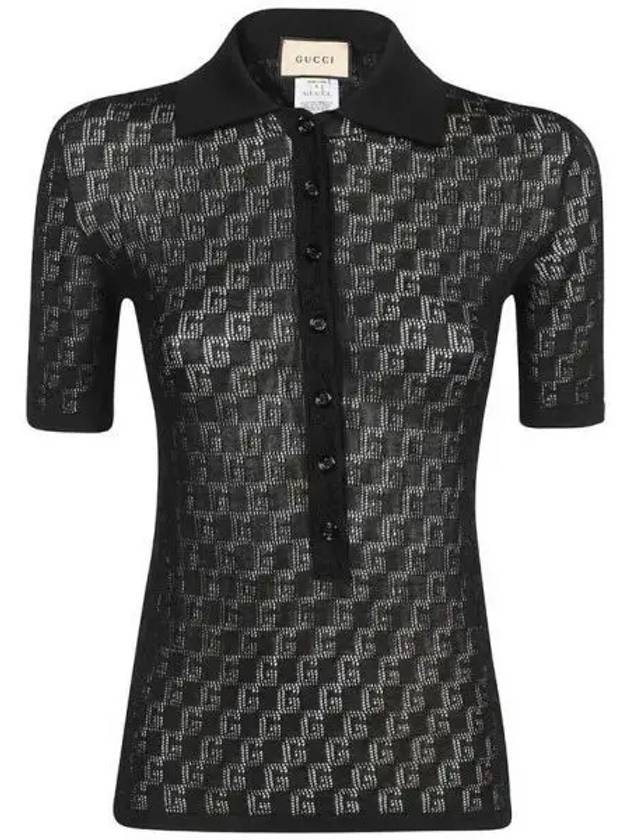 GG Cotton Silk Blend Polo Shirt Black - GUCCI - BALAAN 2