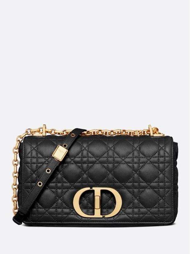 Women's Caro Supple Cannage Calfskin Medium Cross Bag Black - DIOR - BALAAN 2