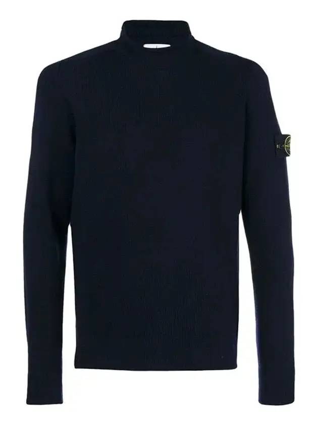 Wappen Patch Mock Neck Knit Top Navy - STONE ISLAND - BALAAN 1