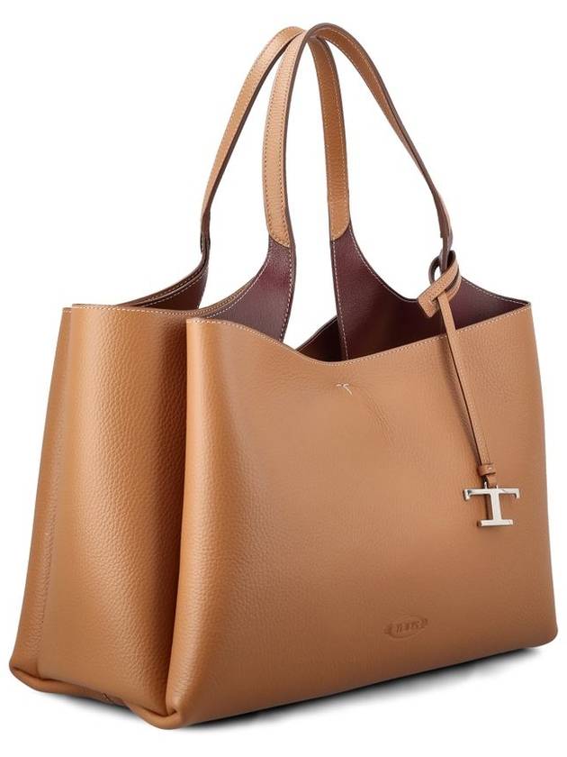 Logo Leather Medium Tote Bag Brown - TOD'S - BALAAN 4