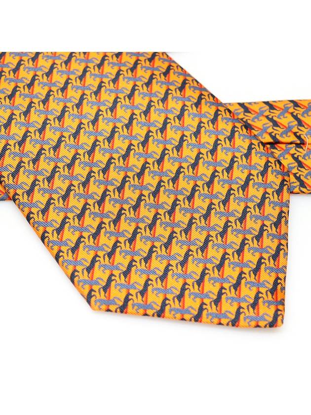 005638T 100 silk orange horse tie - HERMES - BALAAN 6