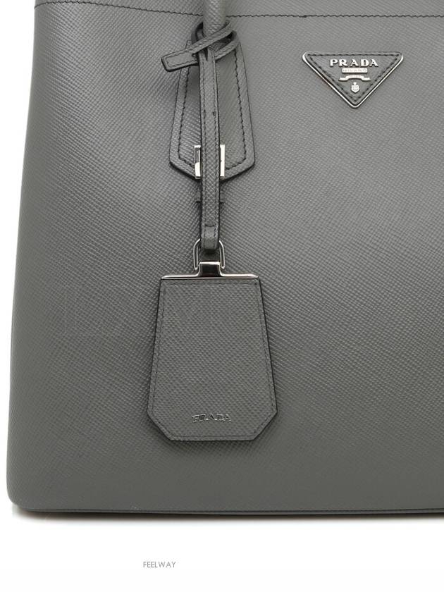 BN2775 Saffiano Dubl Gray Double Bag Warranty - PRADA - BALAAN 6