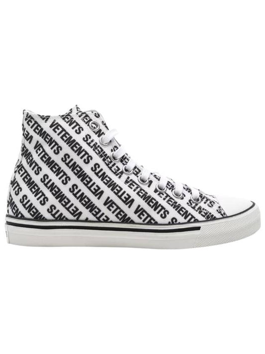 Logo All Over Printed Canvas High-Top Sneakers White - VETEMENTS - BALAAN 1
