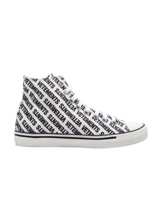 Logo All Over Printed Canvas High-Top Sneakers White - VETEMENTS - BALAAN 1