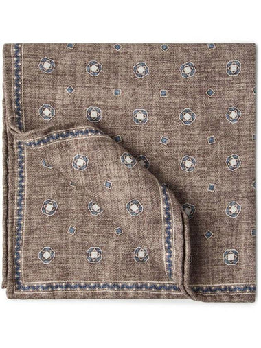 Graphic Print Pocket Square Silk Muffler Brown - BRUNELLO CUCINELLI - BALAAN 1