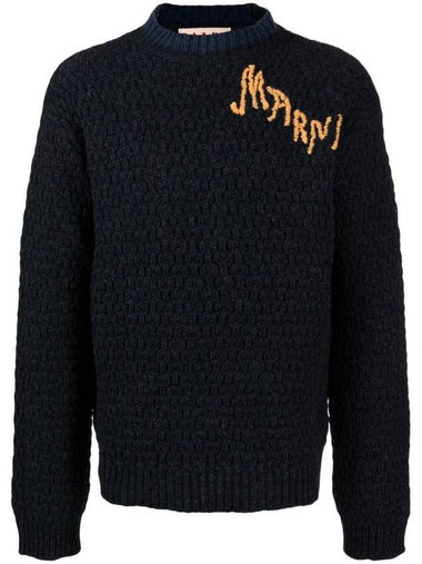 Maxi-Dot Mohair Logo Crew Neck Knit Top Black - MARNI - BALAAN 1