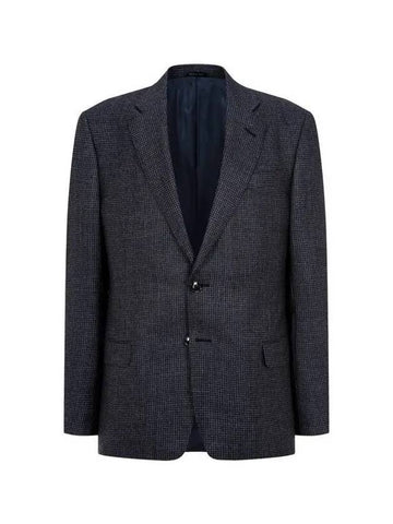 Men s Puppy Tooth Wool Single Jacket Charcoal 270811 - GIORGIO ARMANI - BALAAN 1